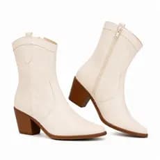 Bota Feminina Western Texana Cano Curto Bordada