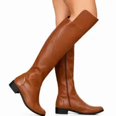 Bota Feminina Cano Alto Over The Knee Salto Alto Bico Redondo