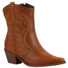 Bota Feminina Western Texana Cano Curto Bordada