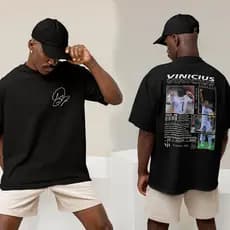 Camiseta Vini Jr Blusa Futebol Biografia Camisa Básica Vinicius Junior Unissex Exclusiva Algodão 30.1 Qualidade Premium