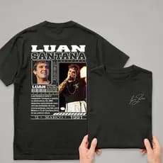Camiseta Luan Santana Biografia Camisa Sertanejo Artista Unissex Básica Algodão 30.1 Premium