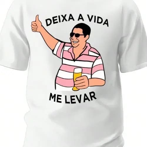 Camiseta Carnaval Zeca Pagodinho Cervejinha Deixa a Vida Me Levar Barriguinha Camisa Premium