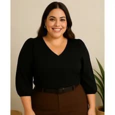 Blusa Feminina Manga  3-4 Novas Corres Verão Em Tecido Crepe Duna Social Elegante Moda Evangélica