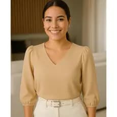 Blusa feminina Duna social 3/4 princesa Tendência P ao G1  Moda Evangélica
