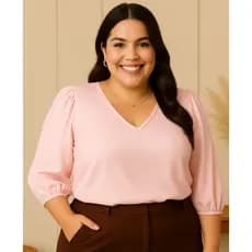 Camisa Blusa Feminina Manga  3/4 Novas Corres Verão Em Tecido Crepe Duna Social Elegante Moda Evangélica
