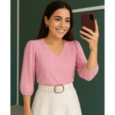 Blusa Social Feminina de Manga Elegante Alfaiataria Plus Size