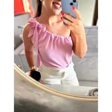 Blusa Feminina Um Ombro Só Tecido Crepe Duna Elegante e Perfeita para o Dia a Dia