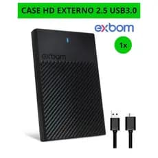 Case Externo Gaveta Capinha Hd/SSD Externo Sata 2.5 Notebook Slim USB 3.0 5Gbps Cghd-36 Preto Exbom
