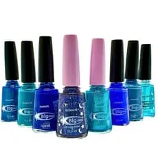 Kit 8 Esmaltes Brilhosos Azul Cor Do Mar Big Universo