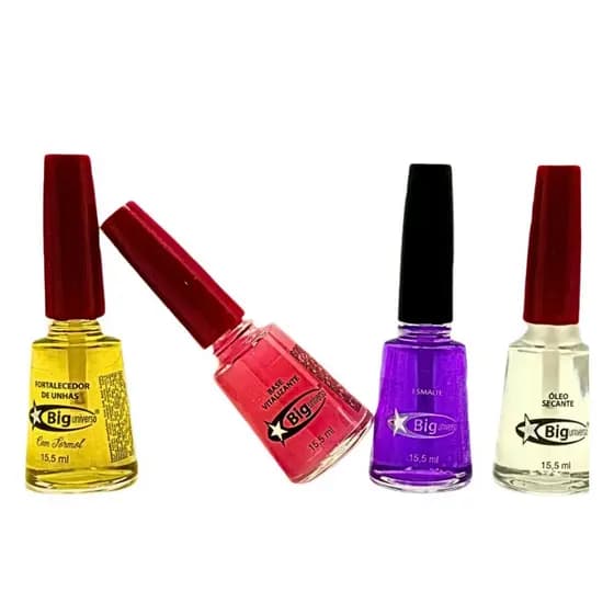 Kit Cuidados Fortalecedor + Base Rosa + Secante + Brilhante