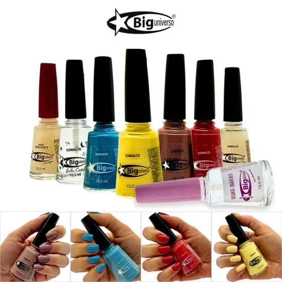 Kit 8 Esmaltes e Cuidados Brilho Do Verão 15,5ml Big Universo 8 Peças