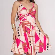 Vestido Feminino Com Bojo Estampado Soltinho Rodado