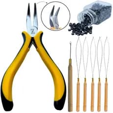 Kit Mega Hair Profissional Com Alicate Agulhas e 500 Microlinks