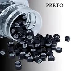 Microlink com Silicone Preto Kit com 500 Unidades para Mega Hair Profissional