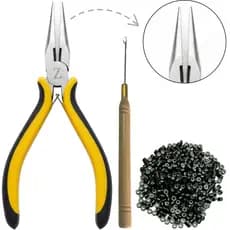Alicate Para Mega Hair Ponta Reta + Agulha + 100 Microlinks