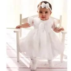 Vestido de Batizado Batismo Bebê Infantil Menina Luxo Modelo Analu Gabi Manu Branco