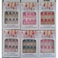 Kit com 12 Unhas Bailarina – Cola Inclusa, Visual Profissional e Aplicação Fácil