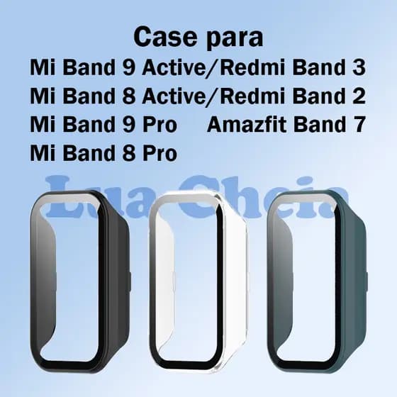 Lua cheia Case com película Para Redmi Band 2/3  Amazifit Band 7  Mi Band 8 Active/Pro Mi Band 9 Active/Pro