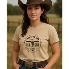 Tshirt Country Feminina Western Male Texas Country Baby Look ALgodão Camiseta Estampada