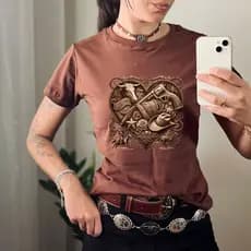 Tshirts Feminina Moda Country Texas Boiadeira Estilosa Baby Look Algodão Varias Cores