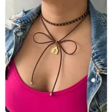Choker Brinco de Boi Choker Modelo Boiadeira Delicado Gargantilha Letra Country