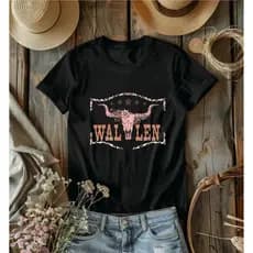 Tshirt Feminina Boiadeira Moda Country Wallen Camiseta Baby Look Algodão
