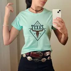 Tshirts Feminino Estampado Moda Country Texas Boiadeira 100% Algodão Novidades