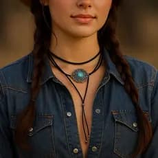 Gargantilha Boho Choker Country Com Gravatinha Moda Texas Boiadeira Unissex