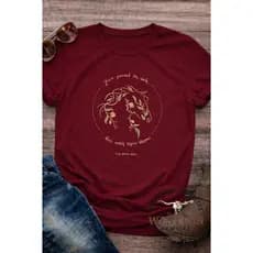 Camiseta Country Feminina Cavalo Floral – Estilo Western Raiz do Oeste