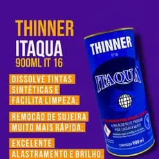 Thinner Solvente 900ml Itaquá Multiuso 16 Diluente Tintas Sintéticas Vernizes Limpeza Geral Mdf