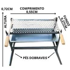 Churrasqueira Grande Portátil Inox Galvanizada Dobrável Pequena Camping Pesca