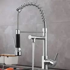 Torneira De Cozinha Bancada Gourmet Inox Metal Jato Forte Com Misturador Para Água Quente E Fria