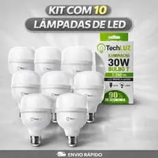 Kit 10 Lâmpadas Led 30W Bivolt Rosca Comum e E27 Luz Branca fria Econômica 6500K