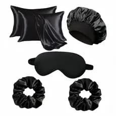 Kit  Fronhas de Cetim Seda + 1Touca De Cetim +2 Xuxinhas+Máscara Dormir 025-065