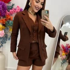 Blazer Alfaiataria Social Feminino Longo Com Botão Inverno Elegante