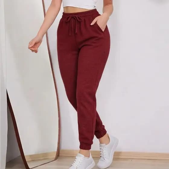 Calça Joguer Lanzinha Feminina Quentinha Com Bolsos Tipo Moletinho Inverno