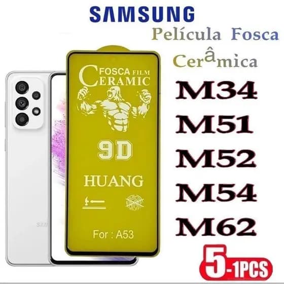 Película Fosca 9D Cerâmica Flexível Samsung M34 M51 M52 M54 M62 | Protetor de Tela HD, Anti-Reflexo e Resistente