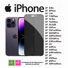 Película Privacidade iPhone Spy 6, 6s, 6 Plus, 7/8, 7/8 Plus, X/XS, XR, 11 Pro Max, 12.13 14 15