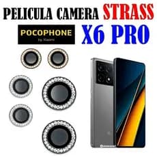 Kit (4 PCs) Película Câmera Strass P/REDMI POCO X6 PRO Da Lente Colorido /