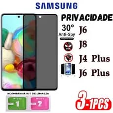 Kit Película Privacidade de Vidro 3D Anti Spy SAMSUNG J8 /