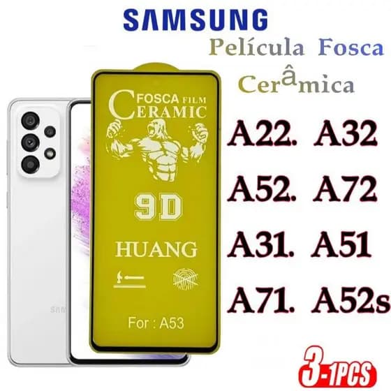 KIT Película Fosca Cerâmica Flexível 9D Samsung A22 A32 A52 A72 A31 A51 A71 A52S /