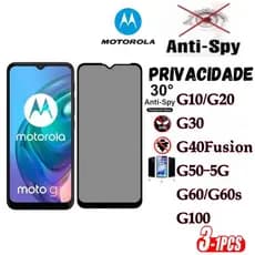 Kit Película Privacidade de Vidro 3D Anti Spy Para MOTO G10/G20/G30/G40 FUSION/G50 5G/G60/G60s/G100 /