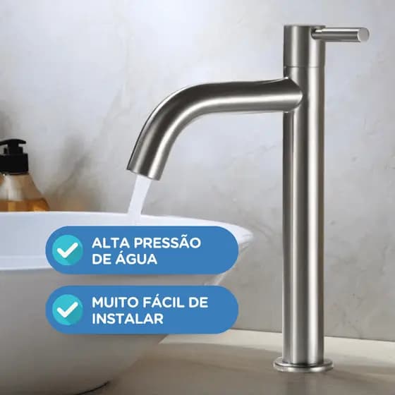 Torneira Gourmet de Bancada em Aço Inox – Curva Alta e Baixa, Preta ou Escovada