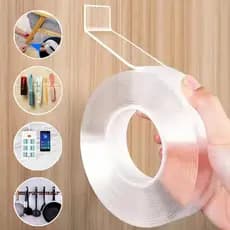 Fita Mágica Dupla Face Transparente – Silicone Gel Lavável, Multiuso, Fixação Forte
