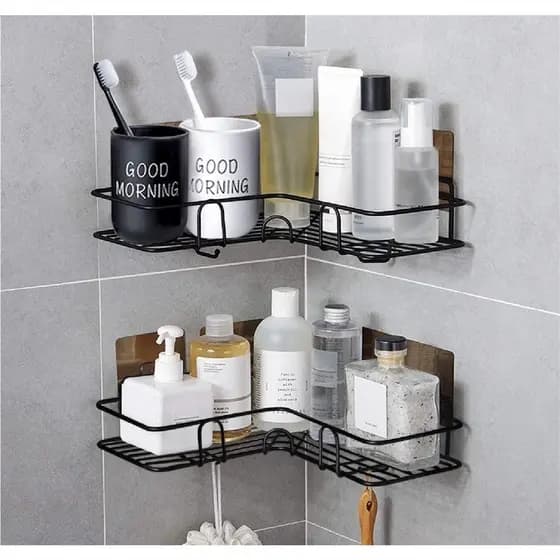 Kit 2 Prateleiras Grandes Suporte Com Adesivos Para Parede Banheiro Cozinha lavanderia