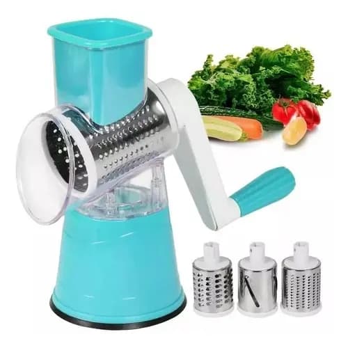 Ralador e Cortador de Legumes com Design Rotativo – 3 Lâminas, Azul e Prático para a Cozinha