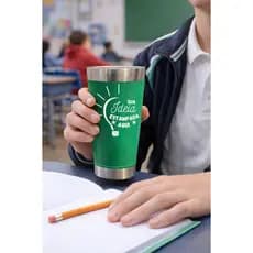 Personalizado - Copo Térmico Inox com TAMPA e ABRIDOR (473 ml) - Verde Bandeira
