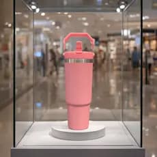 Normal - Garrafa Flip Straw Tumbler com Alça Superior e Canudo (900ml) - Rosa