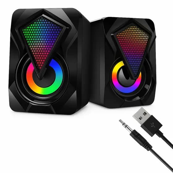 Caixa de Som Gamer Subwoofer Lehmox ley-1916 3W LED RGB