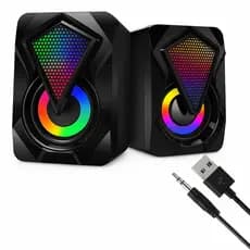 Caixa de Som Gamer Subwoofer Lehmox ley-1916 3W LED RGB